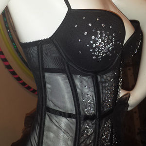 Victoria's Secret bustier corset black rhinestones